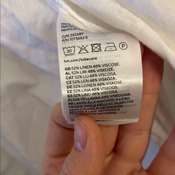 White Linen-Blend Button-Up Shirt - Picture 2 of 4